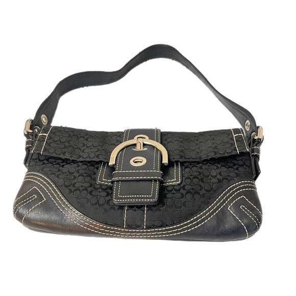 Vintage Coach Soho Black Signature C Pattern Canvas Y2K Hobo Bag F05Q-3628 - Picture 6 of 11